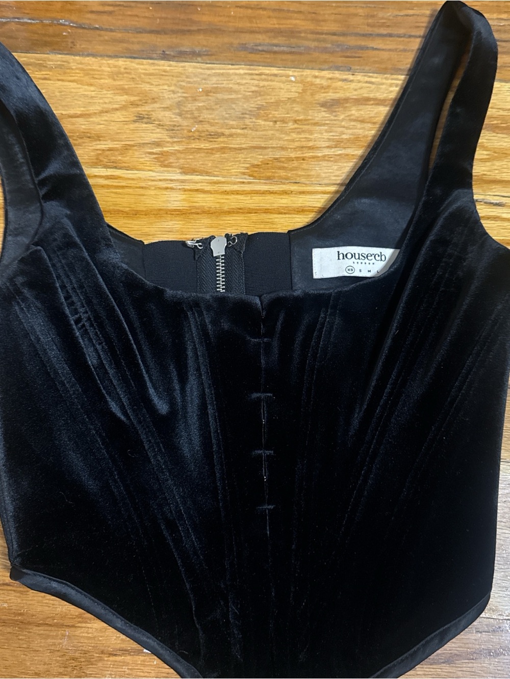 House of CB Black Velvet Structured Corset Bodysuit
